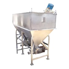 360 gallon APV, Dual APV Stainless Steel Feeding Hopper Tank with Pumps, 6' L x 3' width x 1' 6" H infeed
