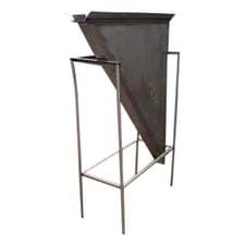 Stainless Steel Funnel Tank/Hopper, 4" width x 3' 8" L top infeed, 4" width x 5" L bottom discharge