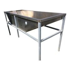 Rectangular Stainless Steel Hopper/Funnel Tank w/ slide valve discharge, 8.375 x 6" discharge opening