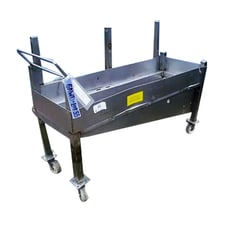 Stainless Steel Rolling Bin, 50 gallon, 2" S-line inlet, 60" L x 21" width x 43" H overall dim.