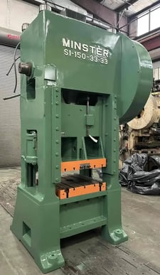 150 Ton, Minster #S1-150-33-33, SSSC press, 3" stroke, 33" R-L, 80 SPM