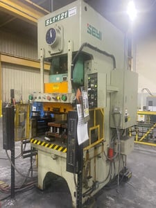 121 Ton, Seyi #SL1-121, gap frame press, 7.1" stroke, 13.8" Shut Height, 35-65 SPM, 2000