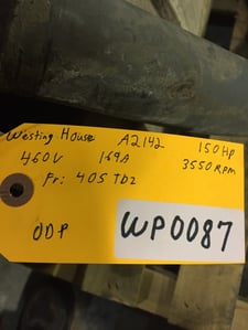 150 HP 3550 RPM Westinghouse, Frame 405TDZ, 460 Volts WP87