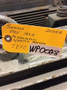 200 HP 1788 RPM Siemens, Frame 505TSD, 575 Volts WP28