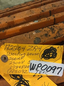 250 HP 1784 RPM Westinghouse, Frame 509Z, 2300 Volts WP97