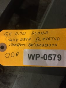 250 HP 1788 RPM General Electric, Frame 445TSD, 460 Volts WP579