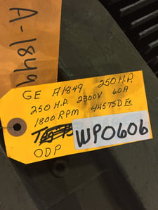 250 HP 1800 RPM General Electric, Frame 445TSD, 2300 Volts WP606