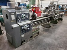 24" x 160" Mazak #REX610x4000, gap bed engine lathe, 13-1/2" swing over cross slide, 3-jaw 15" chuck, 20 HP