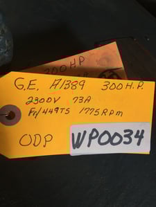 300 HP 1775 RPM General Electric, Frame 449TS, 2300 Volts, WP34