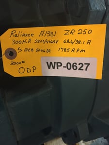 300 HP 1785 RPM Reliance, Frame 12EB5006DZ, 2300/4160 Volts WP627