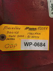 300 HP 1780 RPM Marathon, Frame 447TS, 460 Volts WP684