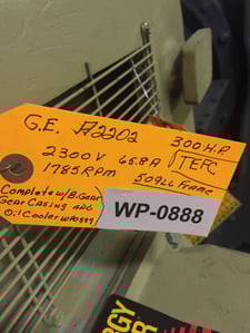 300 HP 1785 RPM General Electric, Frame 509LL, 2300 Volts WP888
