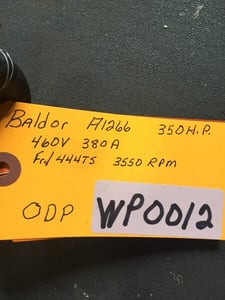 350 HP 3550 RPM Baldor, Frame 444TS, 460 Volts WP12