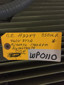 350 HP 1785 RPM General Electric, Frame 449TZ, 460 Volts WP110