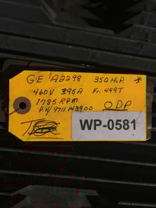 350 HP 1785 RPM General Electric, Frame 449T, 460 Volts WP581