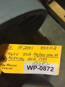 350 HP 1785 RPM General Electric, Frame 5011Z, 460 Volts WP872
