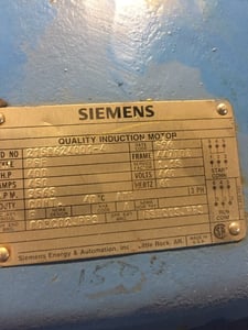 400 HP 3565 RPM Siemens, Frame 447TDZ, 460 Volts WP1088