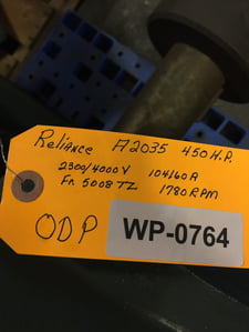 450 HP 1780 RPM Reliance, Frame 5008TZ, 2300/4000 Volts WP764