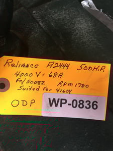 500 HP 1780 RPM Reliance, Frame 5008Z, 4000 Volts WP836