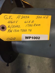 500 HP 1785 RPM General Electric, Frame 509Z, 1310-7335-72, 4160 Volts WP1002
