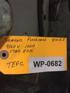 800 HP 1780 RPM Siemens, 4160 Volts WP682