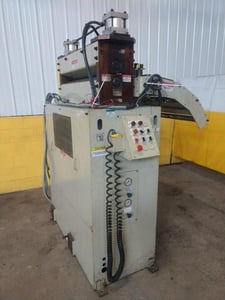 36" Coe Press Equipment #CPRF-S336, powered feed up coil tension stand, 3-rolls, 5" diameter, pneumatic roll