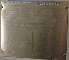 1500 kVA, 12470 DELTA Primary, 2300/1328 WYE Secondary, SQUARE D Dry Type