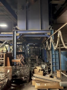 120" width x 84" H x 68" D CEC drop bottom heat treat furnaces w/common traveling quench tank, 1997 (2