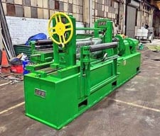 36" x 5" SPM, slitting line, 20000 lb., 16"-20" ID, entry & exit passline roll, hydraulic expansion