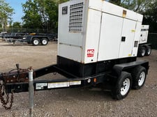 40 KW Multiquip #DCA45USI2, trailer mounted, Tier 3, sound attenuated enclosure, 120/240/208/277/480 Volts