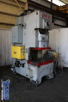 80 Ton, Han Oul #HNCP-80, gap frame press, 5.11" stroke, 13.77" Shut Height, air clutch, 15 HP, 1993, #70509