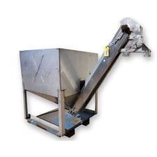 6" wide, Stainless Steel Hopper w/ Belt Conveyor Frame [part], 55 cu.ft. capacity, 48" width x 54" L w/ 36"