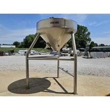 Nucon, Stainless Steel Dry Storage Hopper Bin, 50 cu.ft., 72" diameter x 12" straight side, 19.5" sleeve