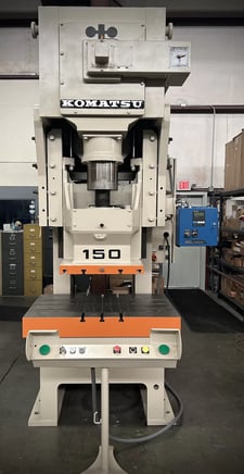 165 Ton, Komatsu #OBS-150, 7.9" stroke, 17.8" die height, 49.2" x31.5" bed, 27-55 SPM, 3.9" adj.