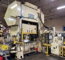 200 Ton, Bliss #SC2-200, straight side double crank press, 8" stroke, 72" Bed R-L, 40-80 SPM