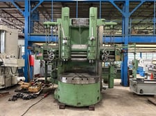 64" Bullard #CutMaster, vertical boring mill, 72" swing, 54" under rail, 4-jaw plain table, 1953