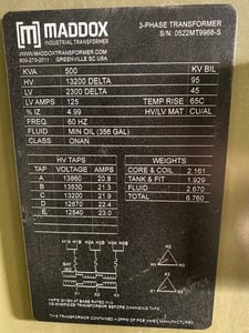 500 KVA 13200 Delta Primary, 2300 Delta Secondary, 3 phase, Padmount Transformer, Ready To Ship