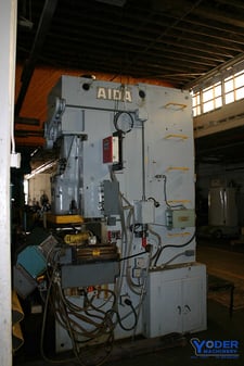 110 Ton, Aida #PC-10, gap frame press, 6.6" stroke, air clutch & brake, 50 SPM, #63885