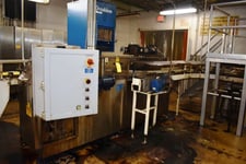 McBrady Engineering #600, in-line cleaning machine, 450 jars/min, air/water/sanitary capable