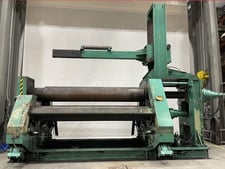 140" Bertsch #20-138" 4R, plate roll, 22" top roll diameter, 18" side roll diameter, 75 HP, 14 FPM, 2006