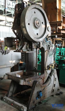 56 Ton, Johnson #55VG, OBI press, 10" stroke, 21" Shut Height, 34" x33" bed, air clutch, #50288