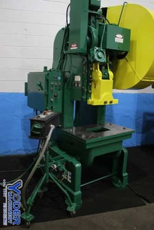 60 Ton, Rousselle #6A, OBI flywheel press, 3" stroke, 12-1/2" Shut Height, air clutch & brake, #75482
