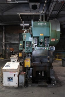 75 Ton, Minster #7, OBI press, 1" stroke, 17-1/2" Shut Height, air clutch & brake, 15 HP, 1981, #76243