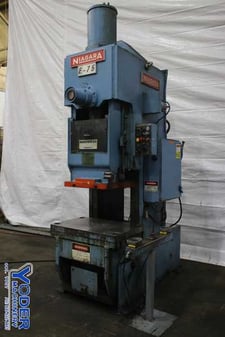 75 Ton, Niagara #E-75, OBI press, 8" stroke, 16" Shut Height, air clutch & brake, 10 HP, 1980, #75877