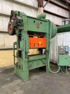 100 Ton, L & J #100-2-48, press, 5" stroke, 18-1/2" Shut Height, 18" windows, air clutch, 15 HP, #70459