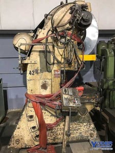 80 Ton, Johnson #7F, OBI press, 4" stroke, 15-1/2" Shut Height, air clutch & brake, 7.5 HP, #70273