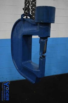 90 Ton, Rockford #791, hydraulic C-frame flange punch, 1-3/8" stroke, 12-1/2" throat, #63726