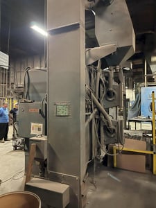 DE, Wye type spinner ahngerf blast cleaning machine, 48" x66" opening, (2) 10 HP wheels