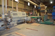 Osi #SM-450, Side Matcher Line, 12' tilt hoist w/ 5' L x 12' width conveyor, 1-1/2"-8" width board, (2) 15
