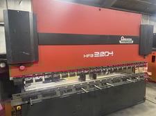 242 Ton, Amada #HFB-2204, hydraulic press brake, 14' overall, 148" between housing, 7" stroke, Operateur OP2